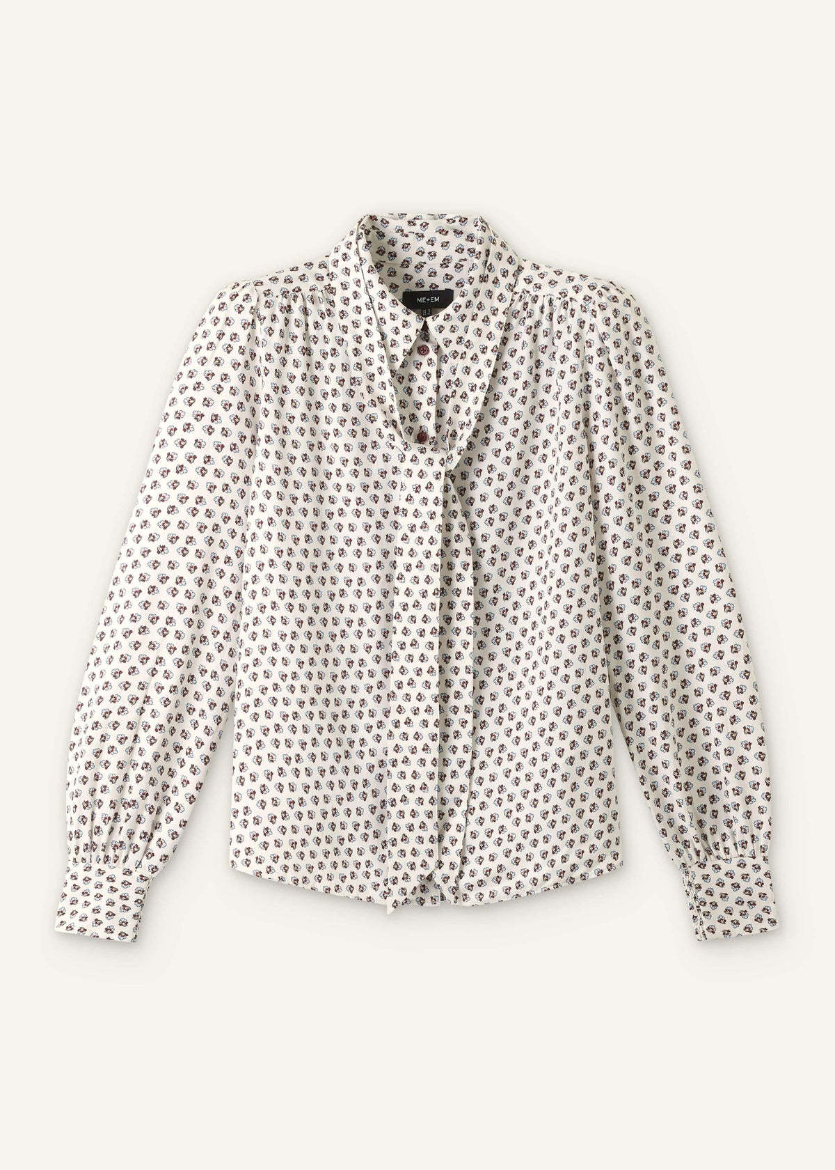 ME+EM Cream Micro Paisley Print Blouse + Tie