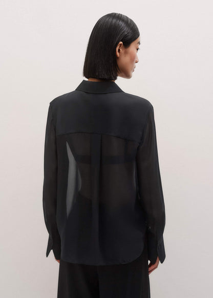 ME+EM Black Sheer Silk Evening Blouse