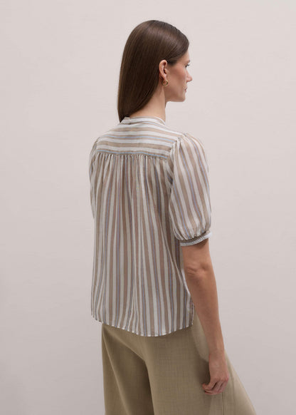 ME+EM Brown Stripe Blouse + Tie