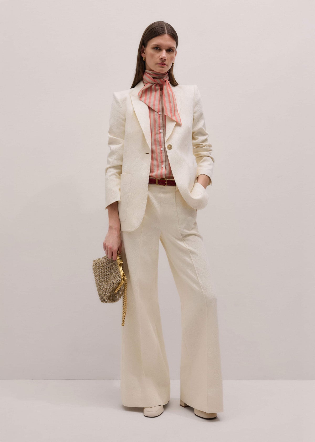 ME+EM Orange Stripe Blouse + Tie