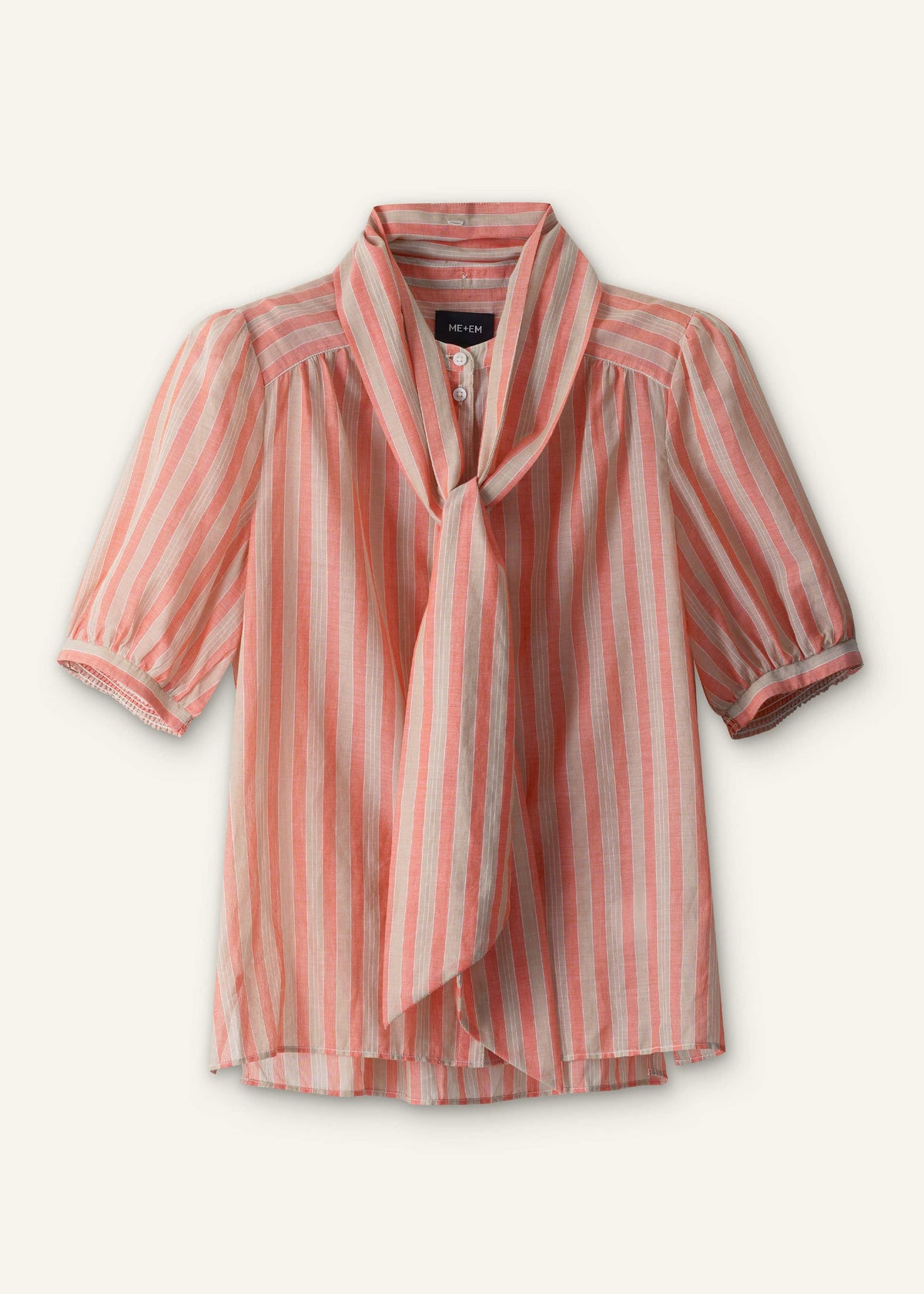 ME+EM Orange Stripe Blouse + Tie