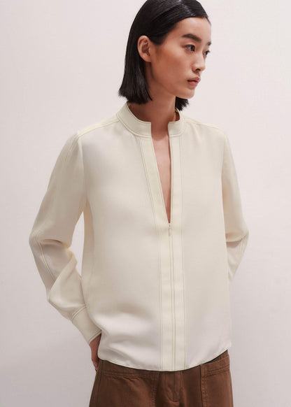 ME+EM Cream High Neck Blouse + Tie