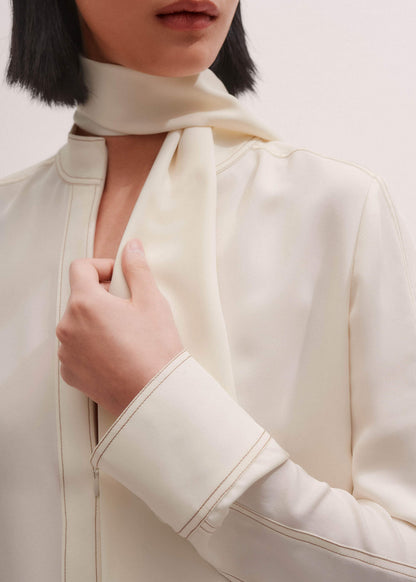 ME+EM Cream High Neck Blouse + Tie
