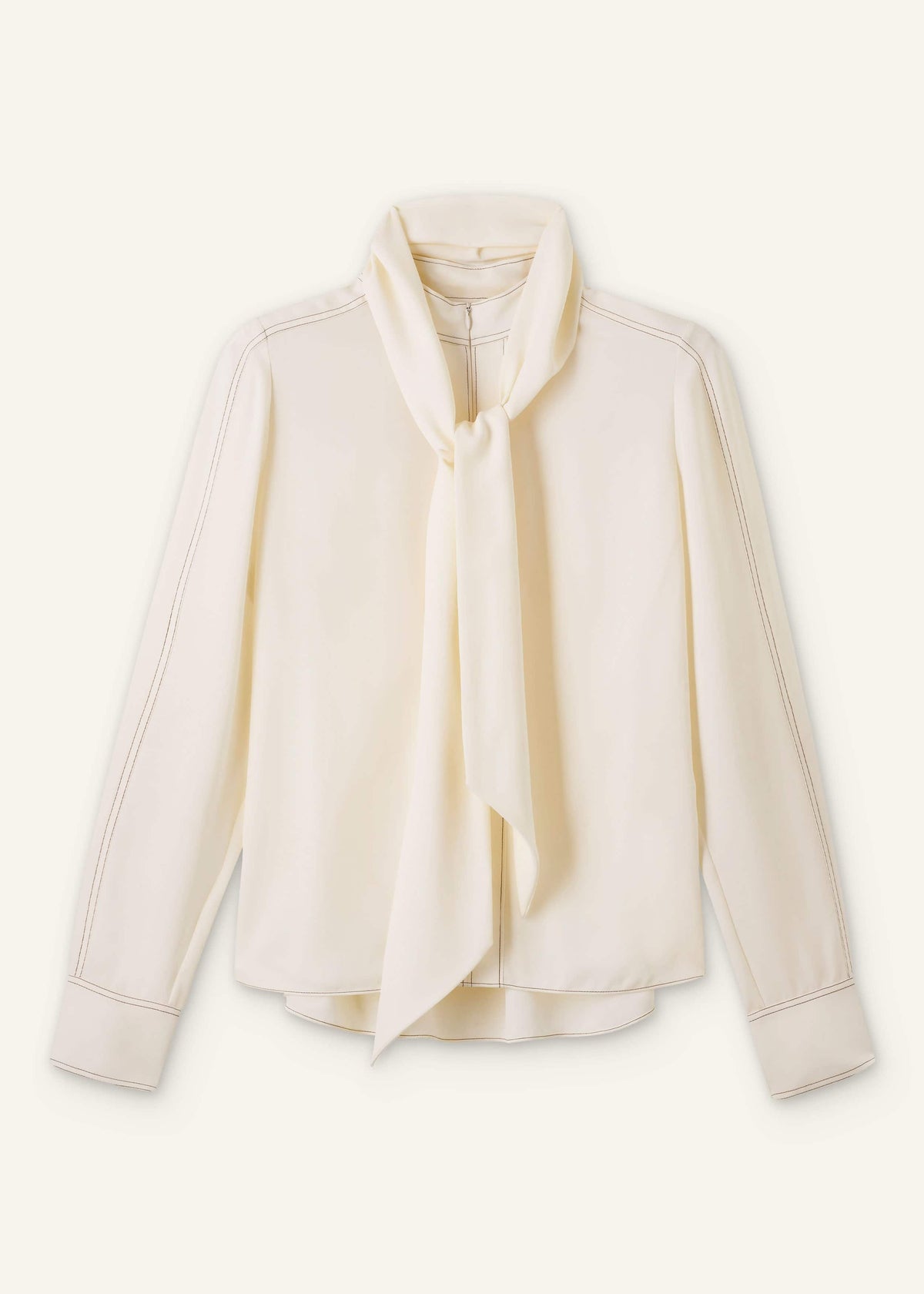ME+EM Cream High Neck Blouse + Tie