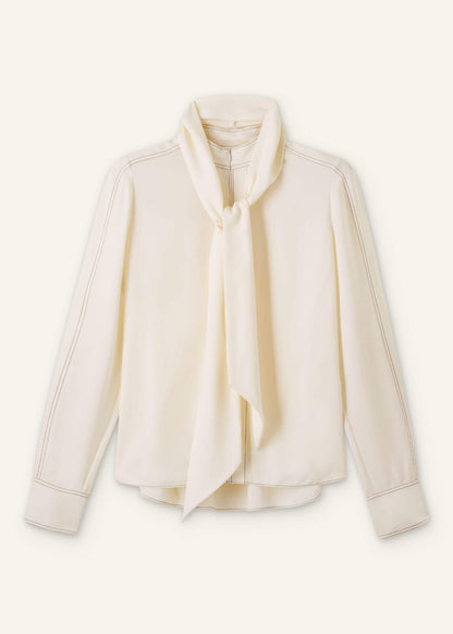 ME+EM Cream High Neck Blouse + Tie