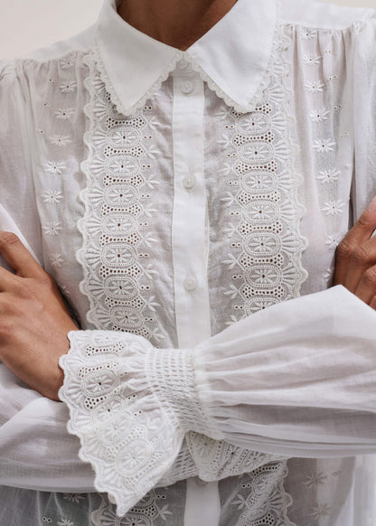 ME+EM White Intricate Embroidery Blouse