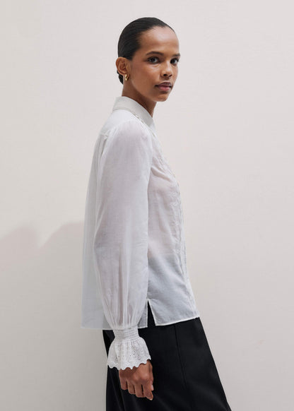 ME+EM White Intricate Embroidery Blouse