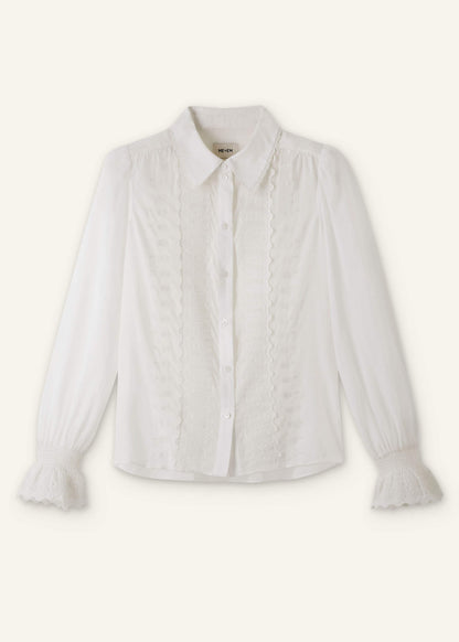 ME+EM White Intricate Embroidery Blouse