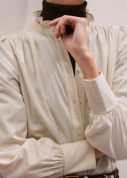 ME+EM Cream Super Soft Micro Cord Blouse