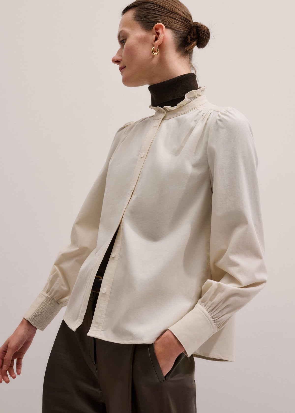 ME+EM Cream Super Soft Micro Cord Blouse