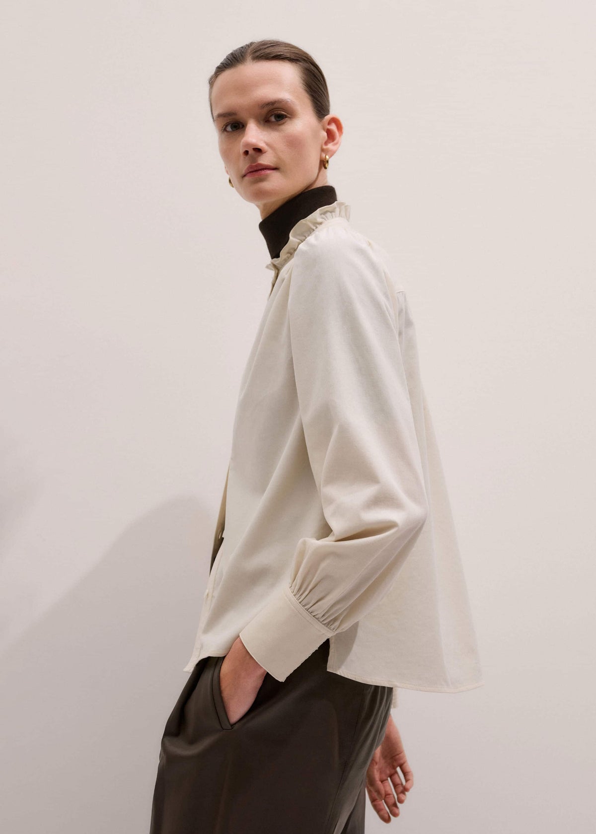ME+EM Cream Super Soft Micro Cord Blouse
