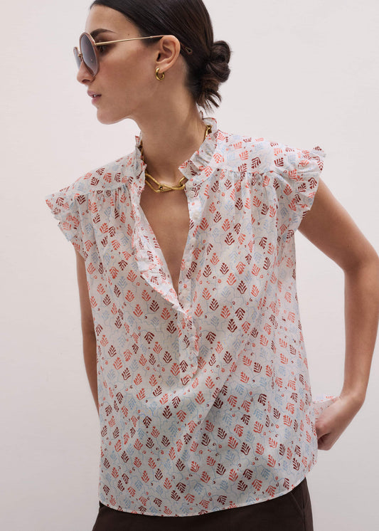ME+EM Cream Cap Sleeve Straight Top