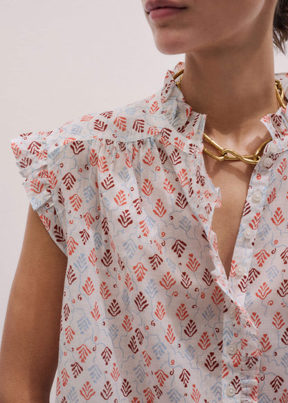 ME+EM Cream Cap Sleeve Straight Top
