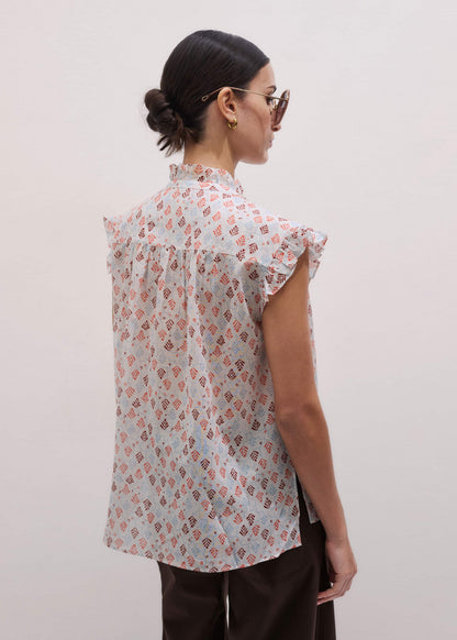 ME+EM Cream Cap Sleeve Straight Top