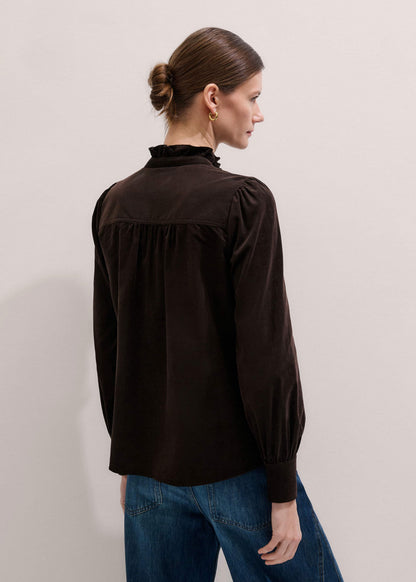 ME+EM Brown Super Soft Micro Cord Blouse
