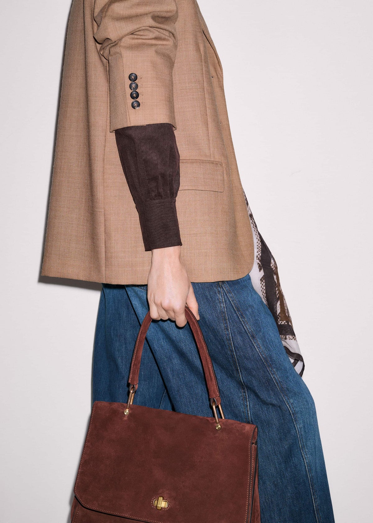 ME+EM Brown Super Soft Micro Cord Blouse