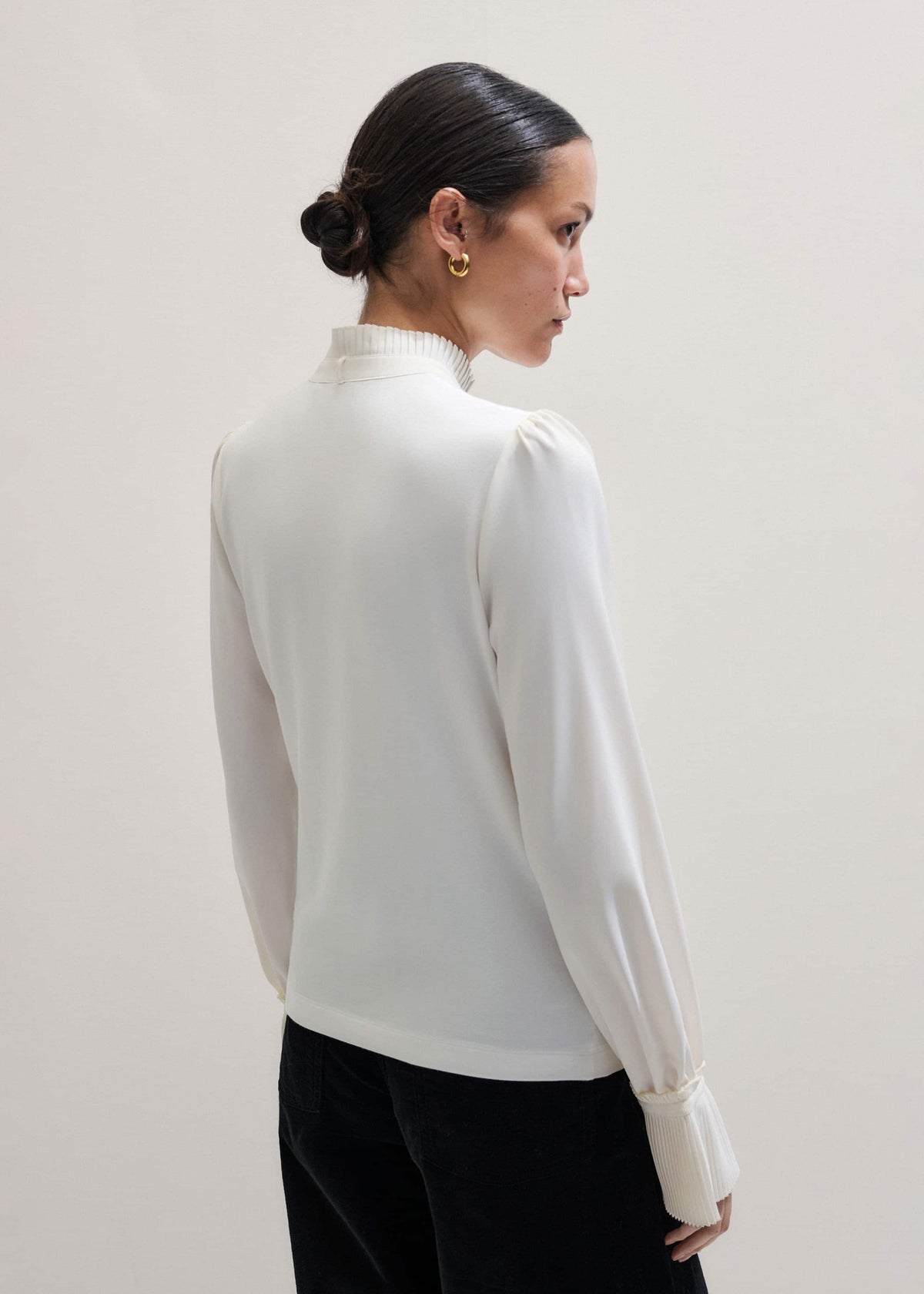 ME+EM Cream Frill Neck Layering Blouse + Tie