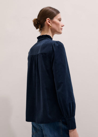 ME+EM Navy Super Soft Micro Cord Blouse