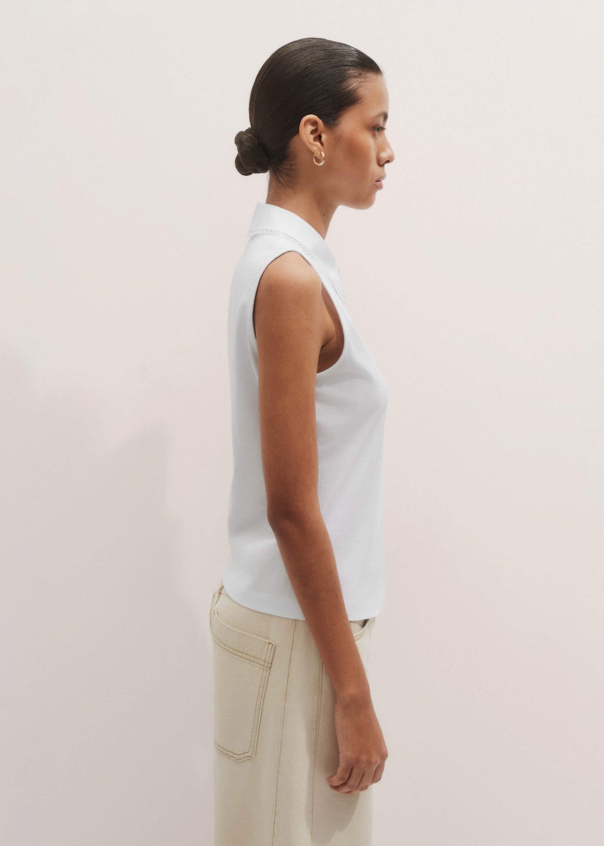 ME+EM White Collared Layering Tank