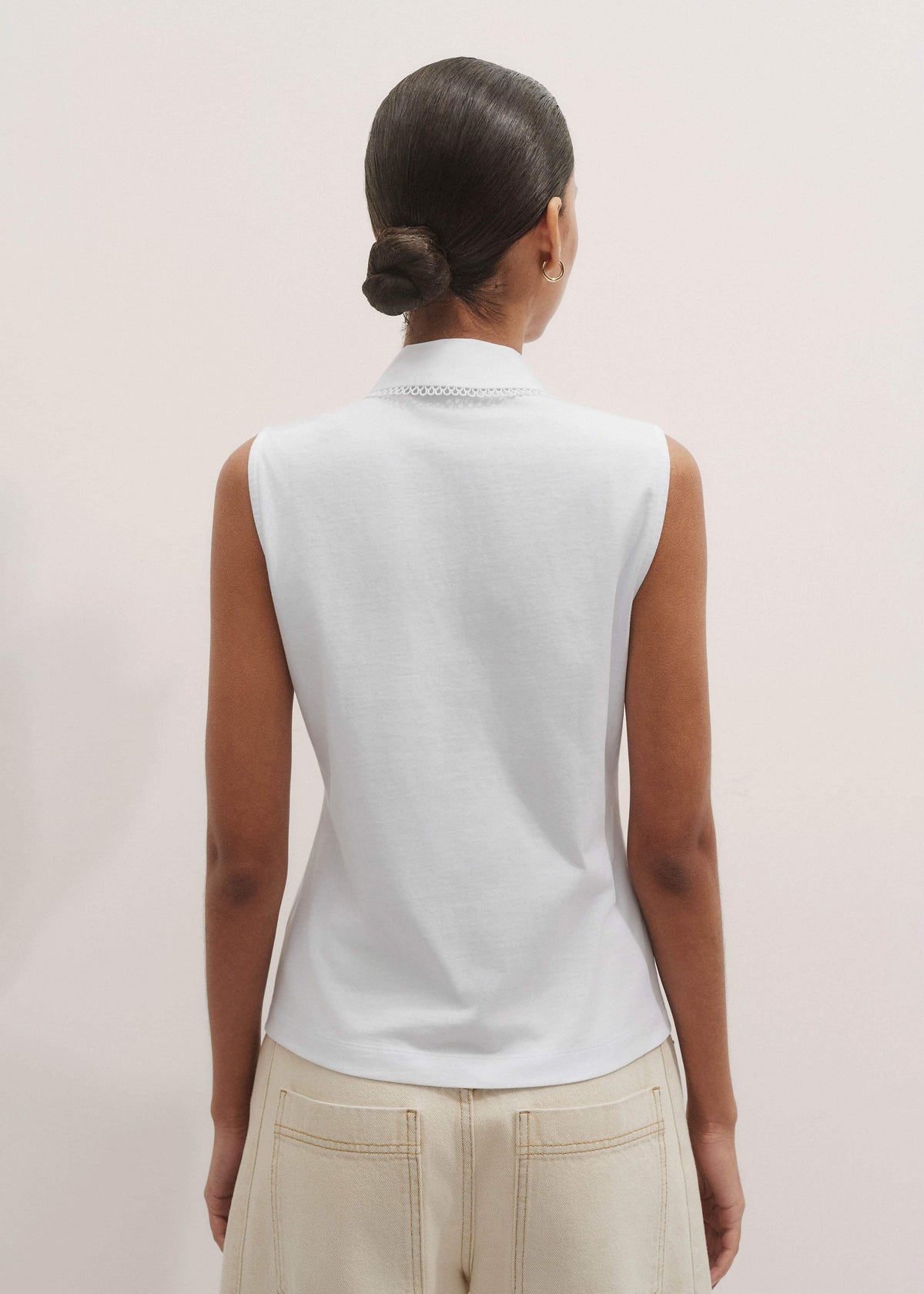 ME+EM White Collared Layering Tank