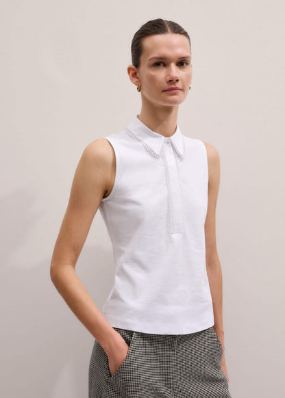ME+EM White Collared Layering Tank