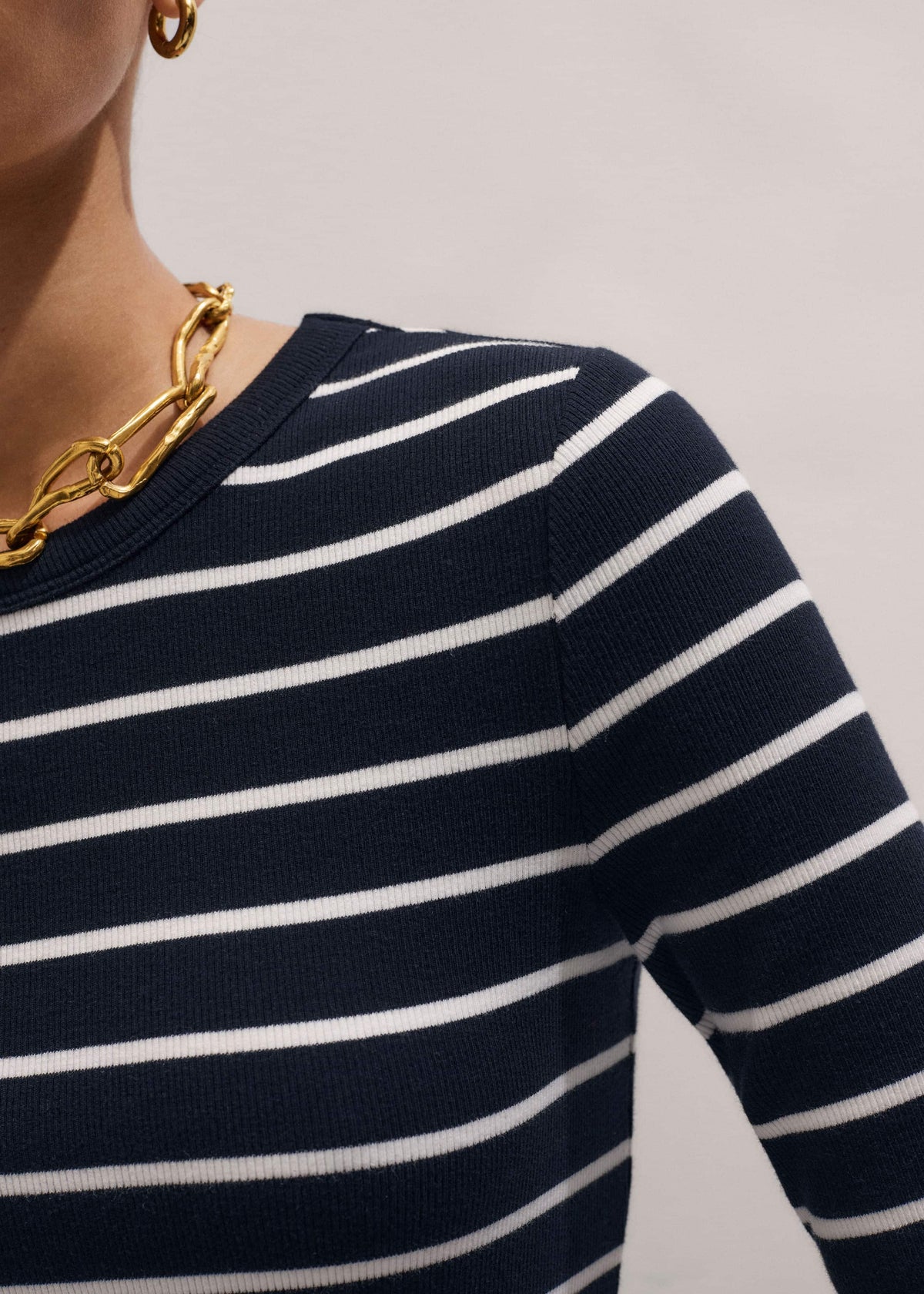 ME+EM Navy Ultimate Rib Long Sleeve Top