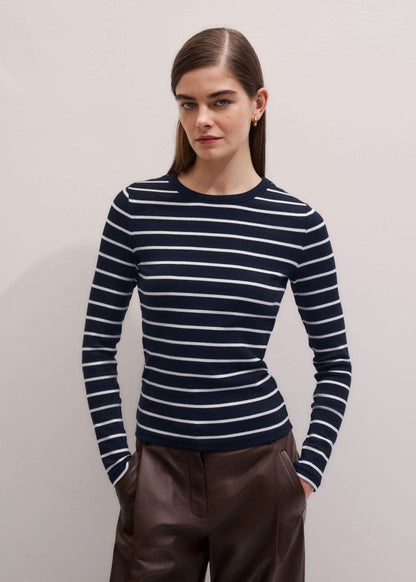ME+EM Navy Ultimate Rib Long Sleeve Top