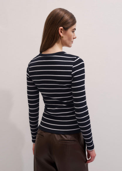 ME+EM Navy Ultimate Rib Long Sleeve Top