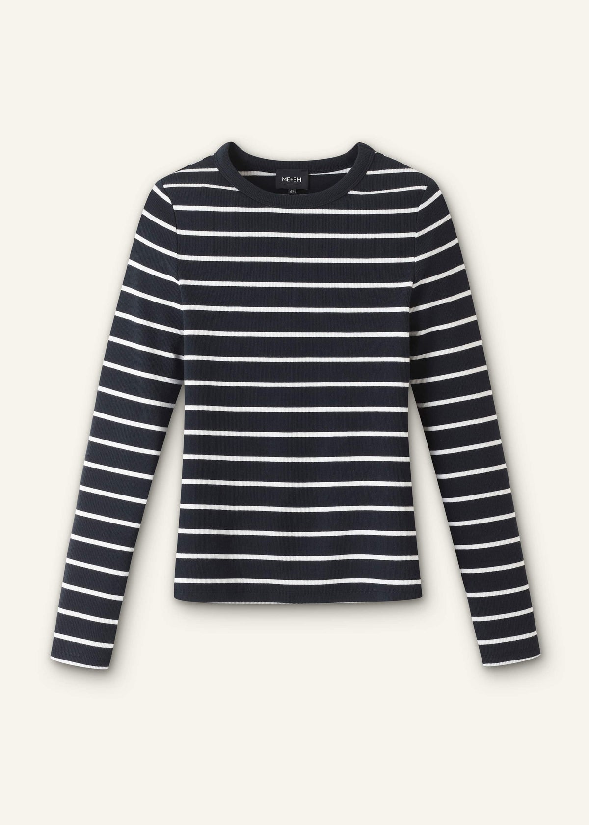 ME+EM Navy Ultimate Rib Long Sleeve Top