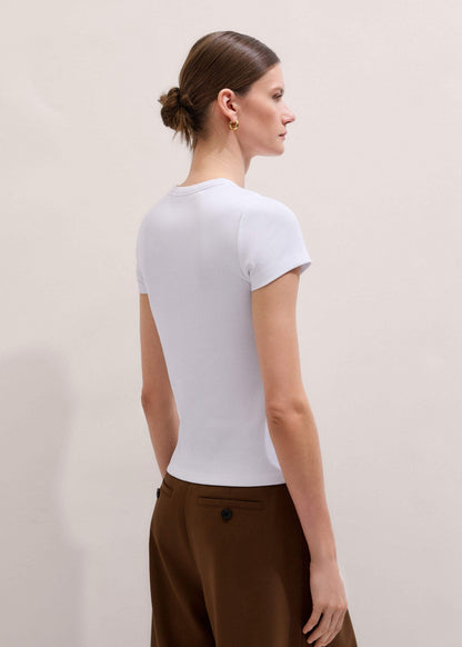 ME+EM White Ultimate Fitted Rib Crew Neck Tee