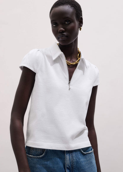 ME+EM White Cap Sleeve Polo Tee