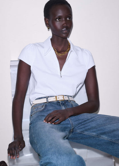 ME+EM White Cap Sleeve Polo Tee