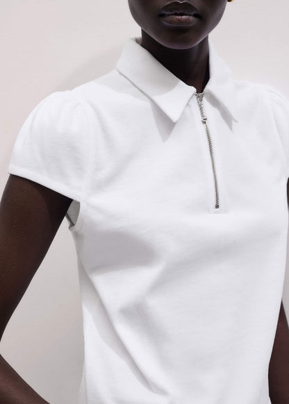 ME+EM White Cap Sleeve Polo Tee