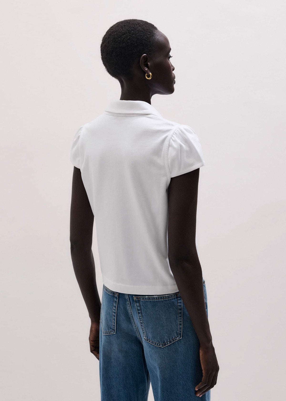 ME+EM White Cap Sleeve Polo Tee