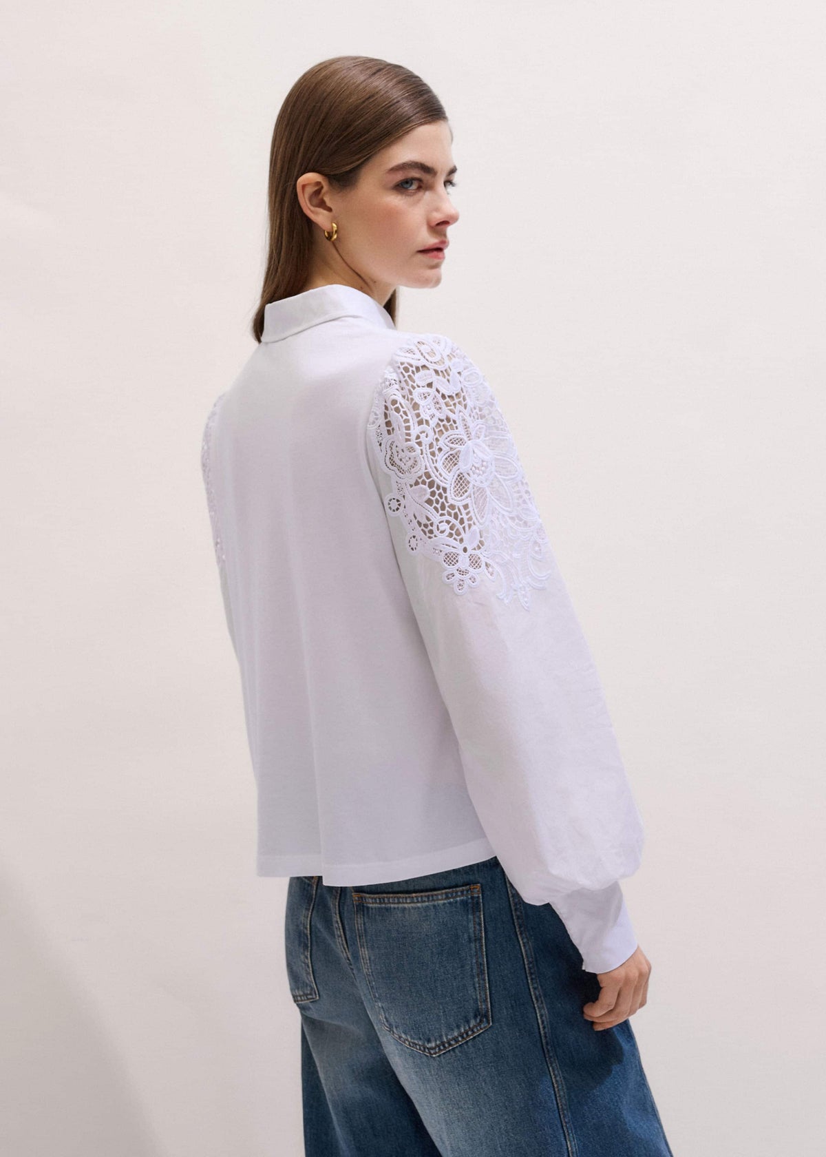 ME+EM White Lace Sleeve Swing Top
