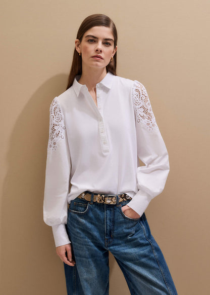 ME+EM White Lace Sleeve Swing Top