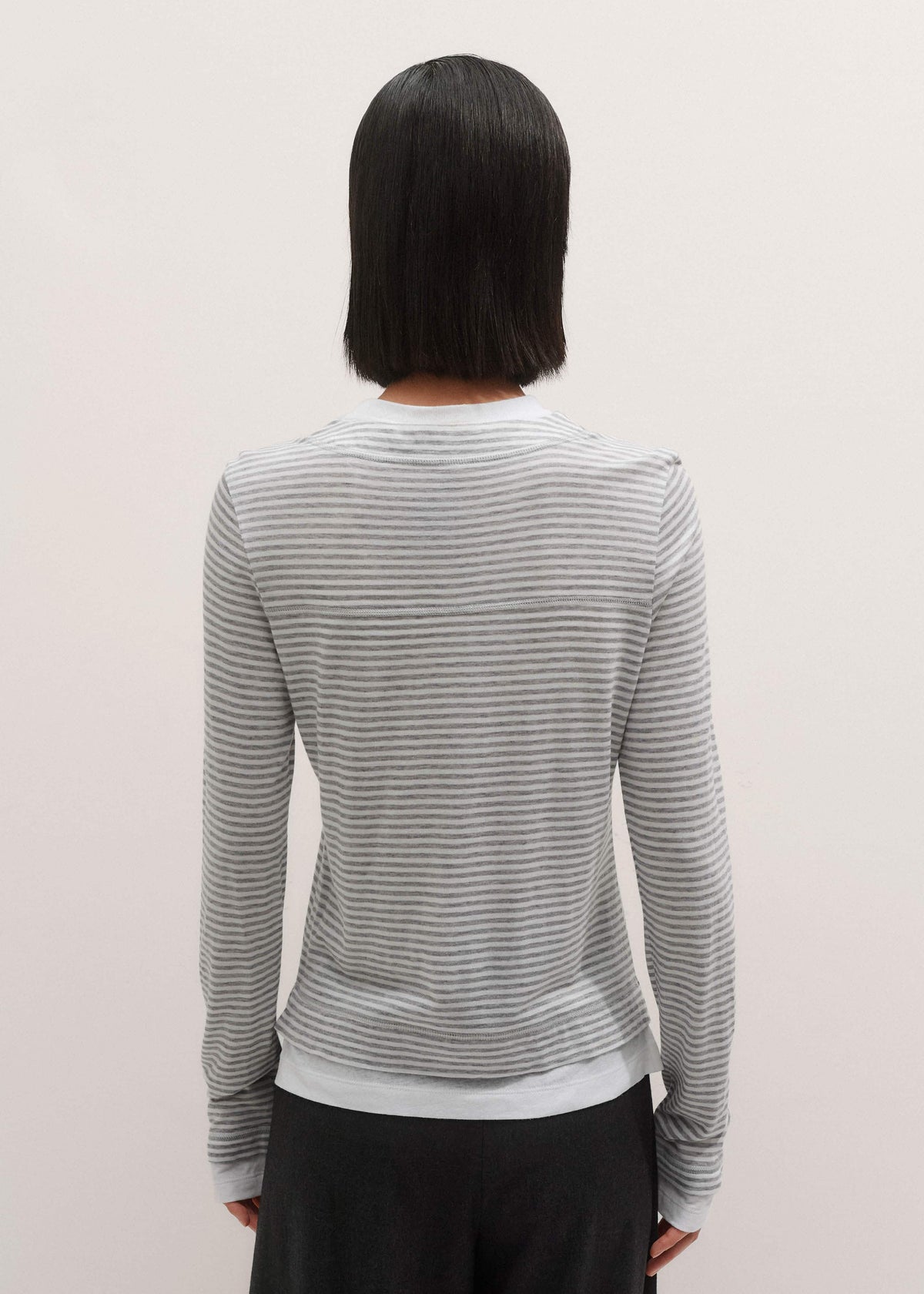 ME+EM Gray Double-Layer Look Long Sleeve Top