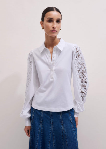 ME+EM White Lace + Poplin Layering Shirt