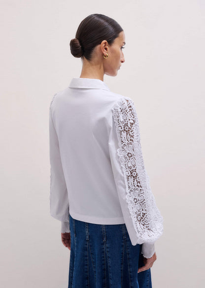 ME+EM White Lace + Poplin Layering Shirt