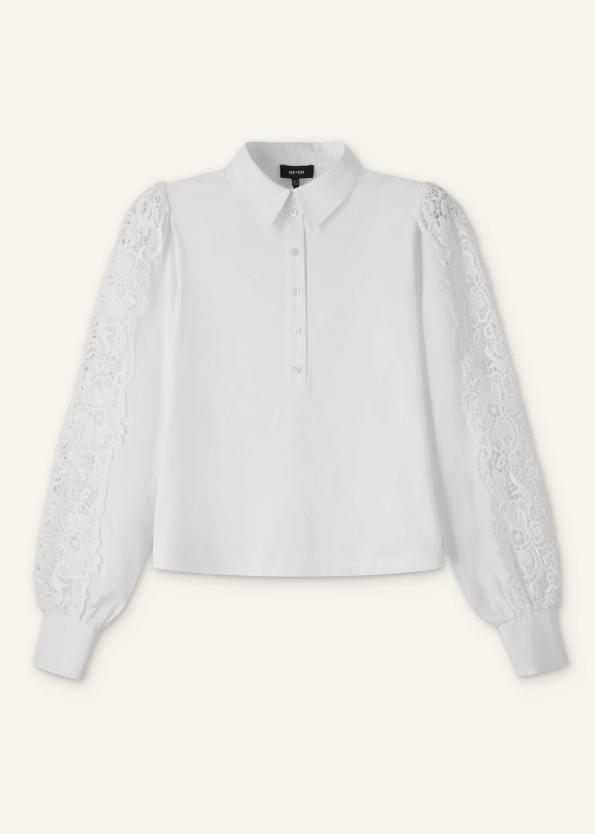 ME+EM White Lace + Poplin Layering Shirt