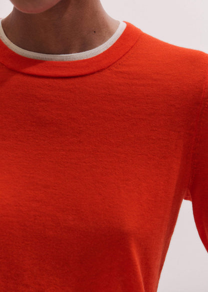 ME+EM Orange Barely There Contrast Trim Sweater