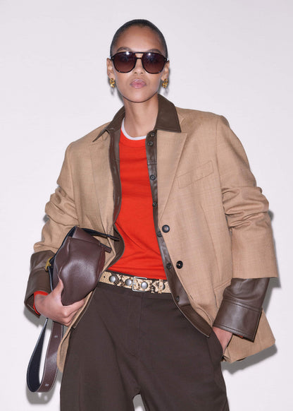 ME+EM Orange Barely There Contrast Trim Sweater