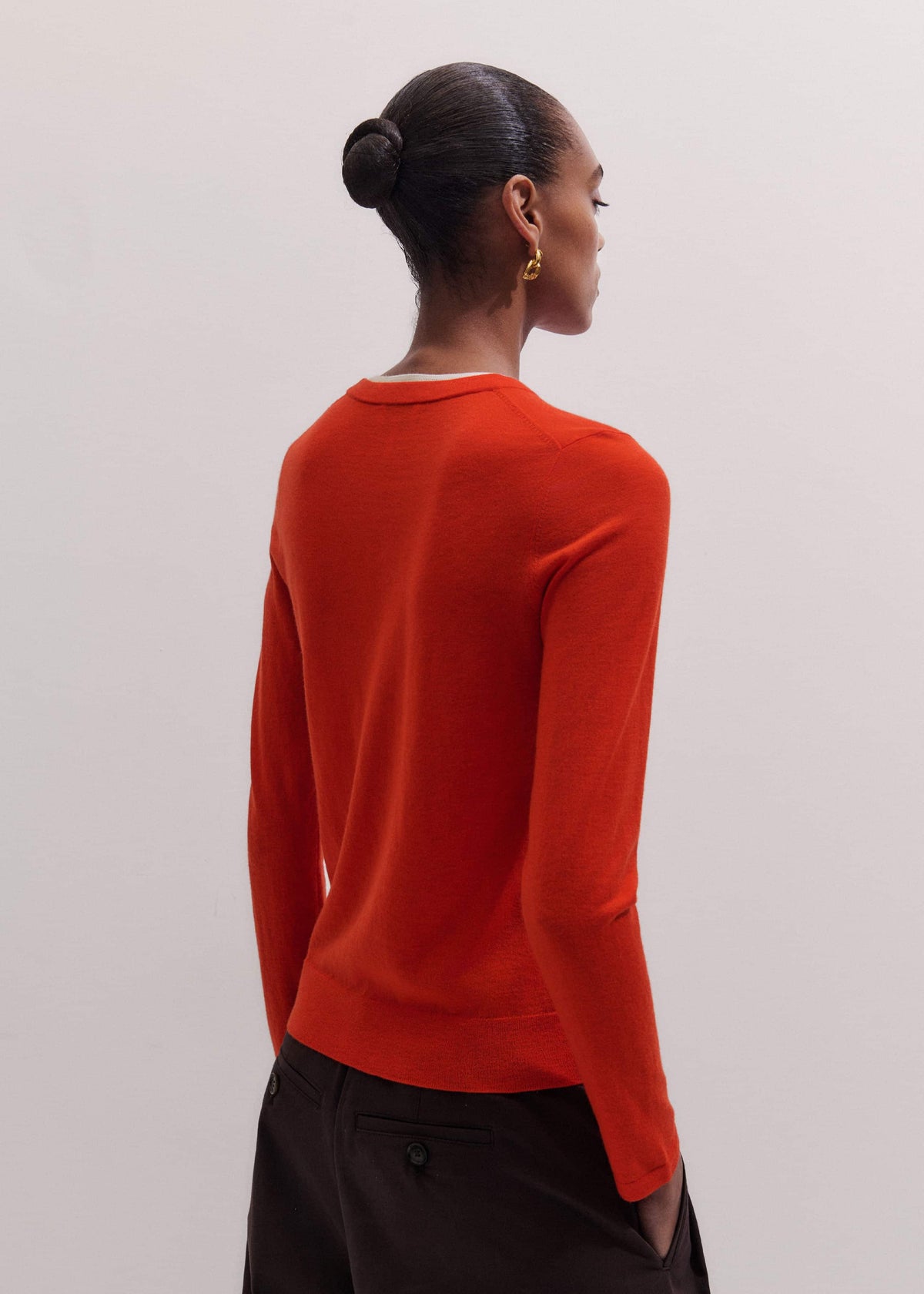 ME+EM Orange Barely There Contrast Trim Sweater