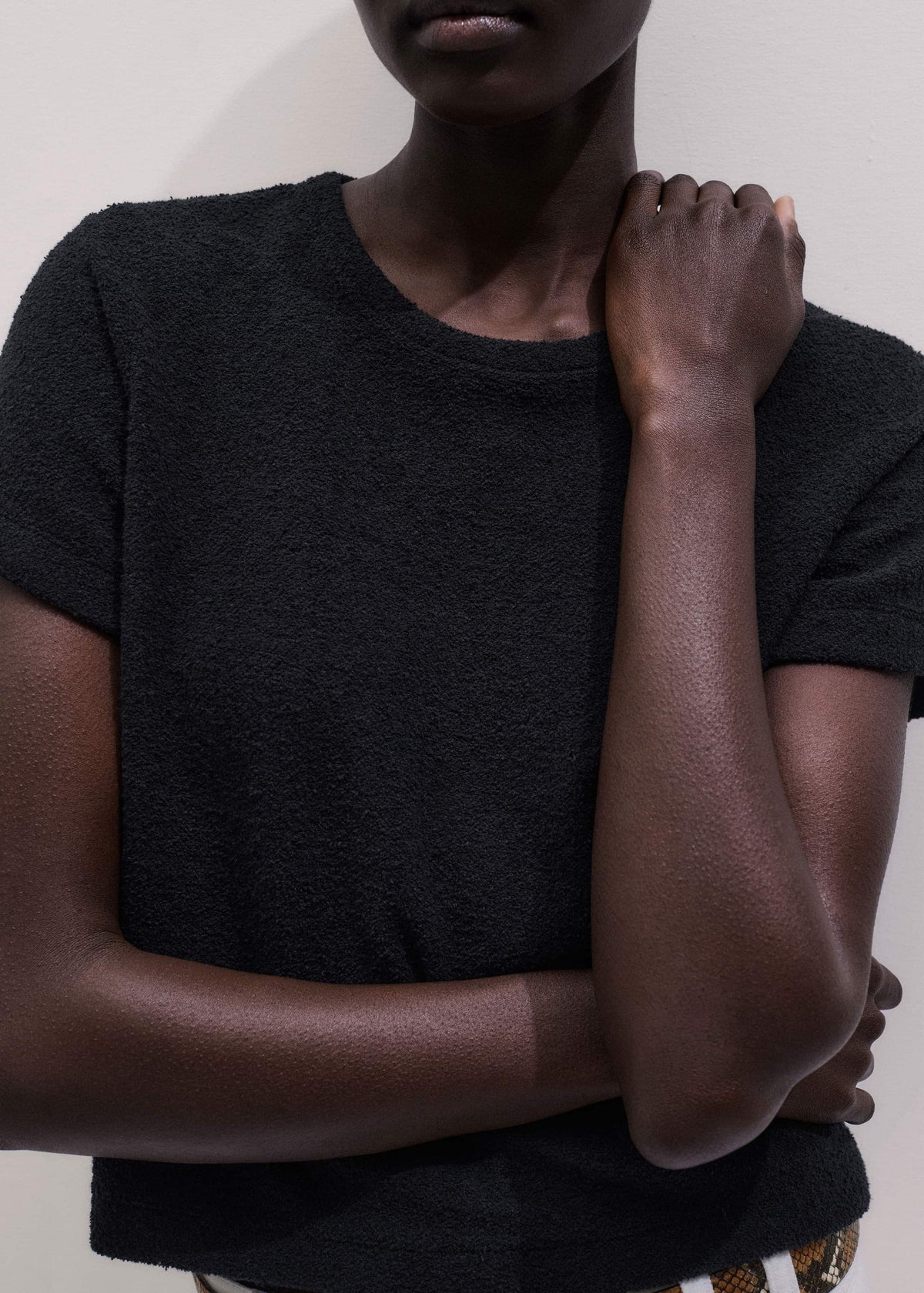 ME+EM Black Textured Crew Neck Baby Tee
