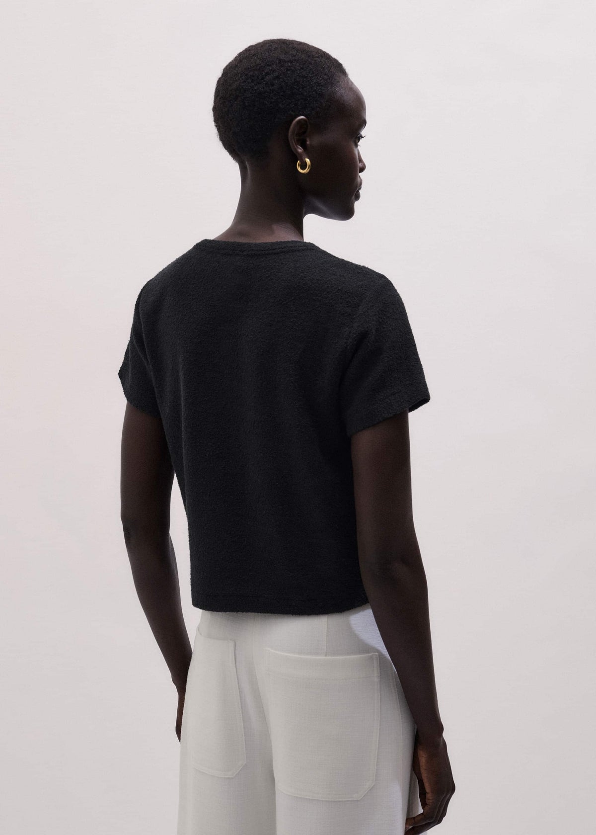 ME+EM Black Textured Crew Neck Baby Tee
