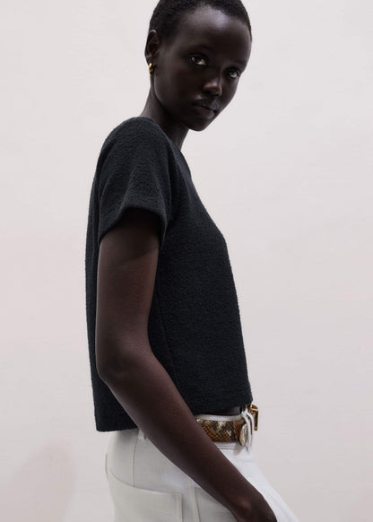 ME+EM Black Textured Crew Neck Baby Tee