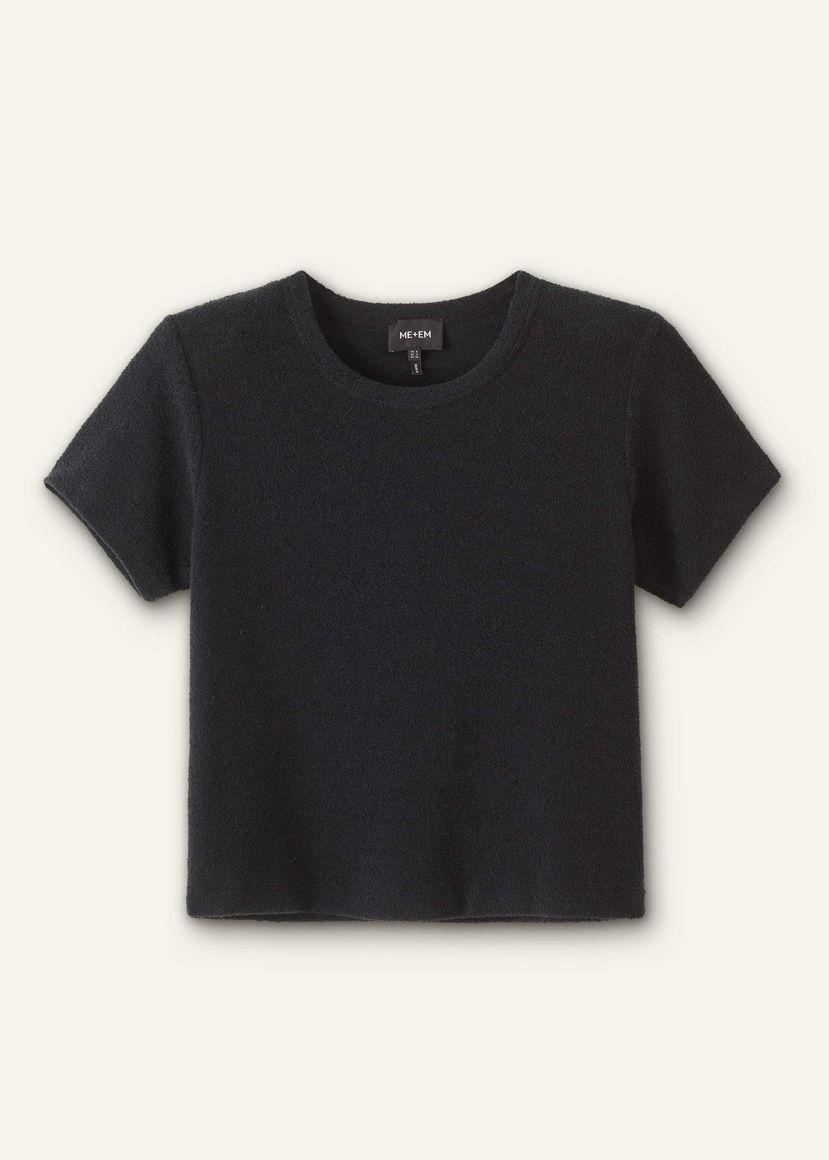 ME+EM Black Textured Crew Neck Baby Tee