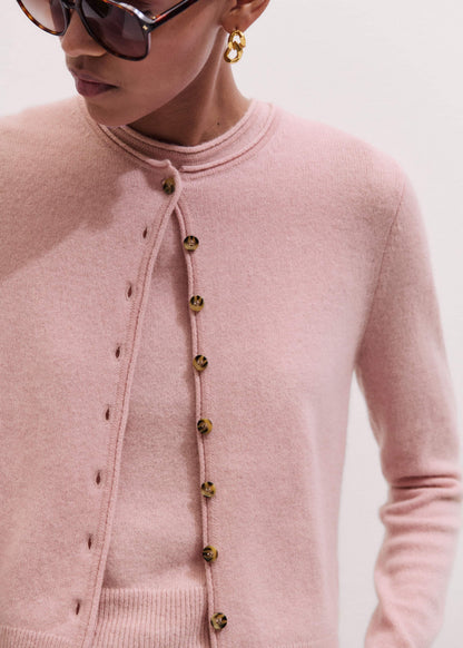 ME+EM Pink Cashmere Roll Trim Knit Sweater Vest