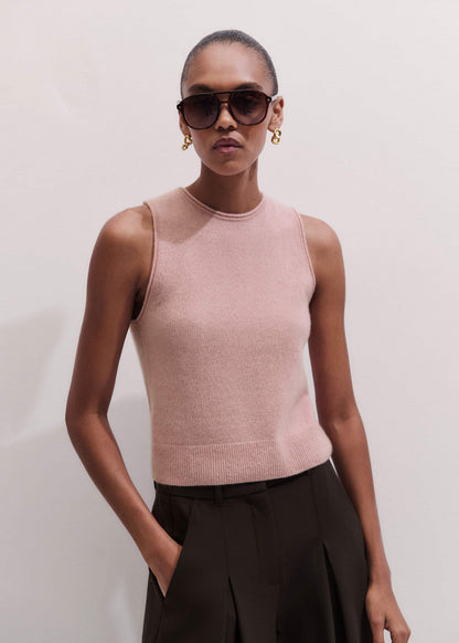 ME+EM Pink Cashmere Roll Trim Knit Sweater Vest