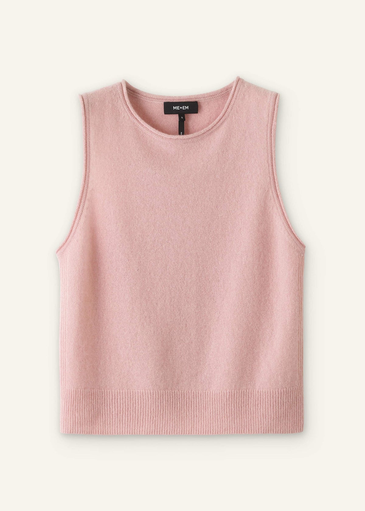 ME+EM Pink Cashmere Roll Trim Knit Sweater Vest